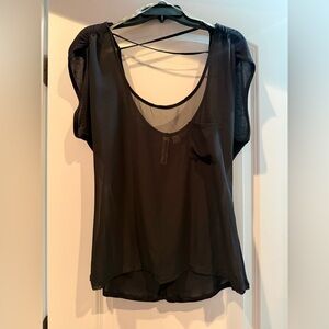 Vintage Eyeshadow Black Sheer Women's Blouse